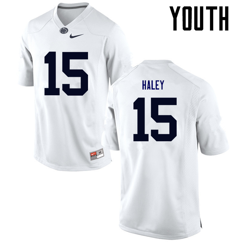 NCAA Nike Youth Penn State Nittany Lions Grant Haley #15 College Football Authentic White Stitched Jersey GMK6698MR